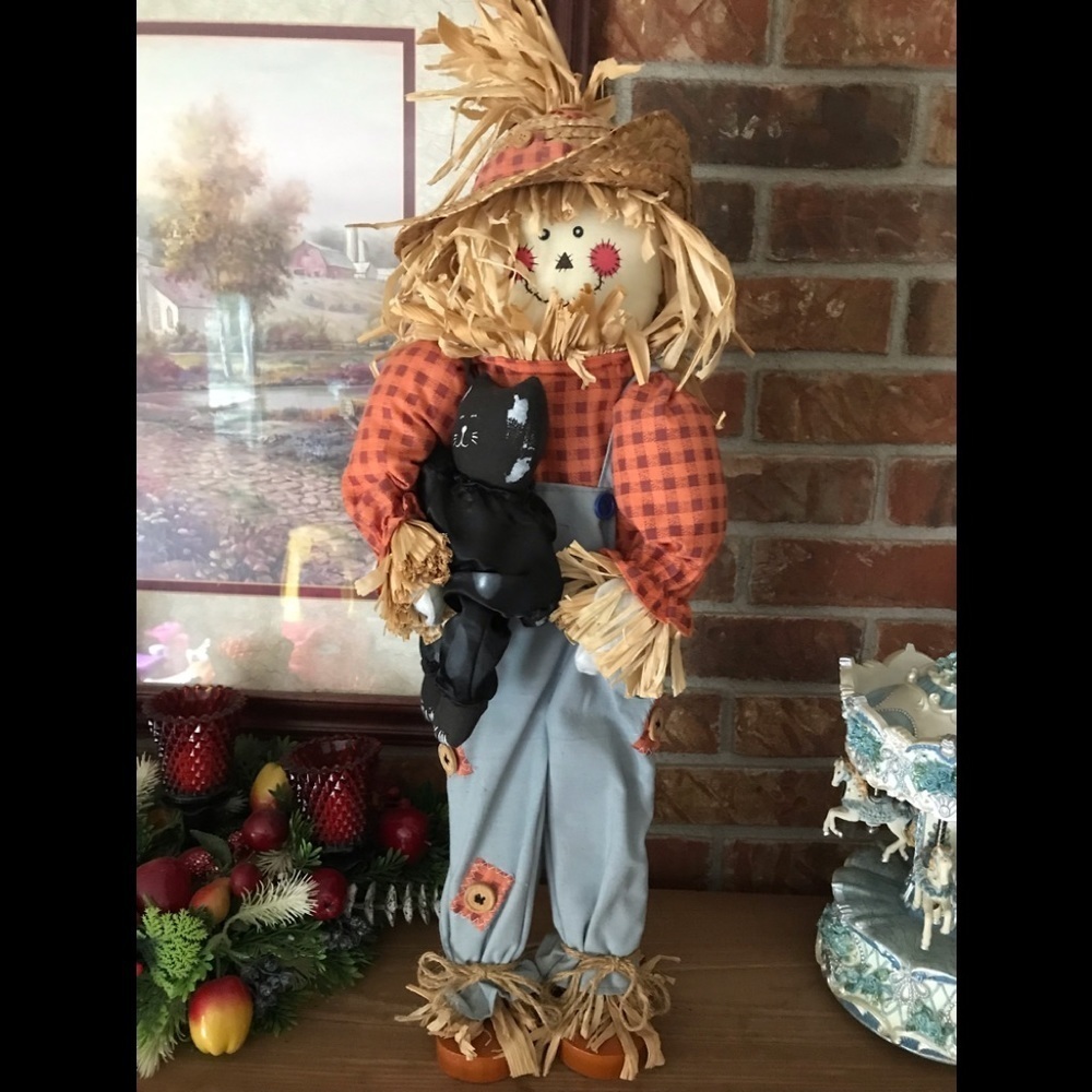 Rare VTG 1970’s Handcrafted Tall Wood Scarecrow